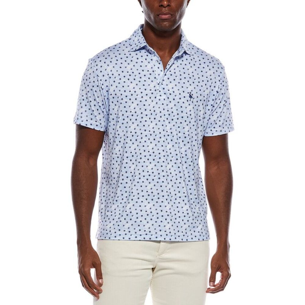 Tailorbyrd Mens  Vintage Stars Printed Performance Polo Shirt, Blue